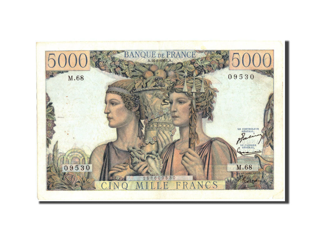 Billet, France, 5000 Francs, 5 000 F 1949-1957 ''Terre et Mer'', 1951