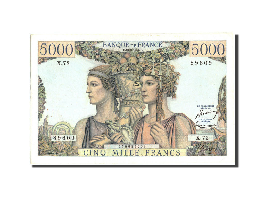Billete, Francia, 5000 Francs, 5 000 F 1949-1957 ''Terre et Mer'', 1951