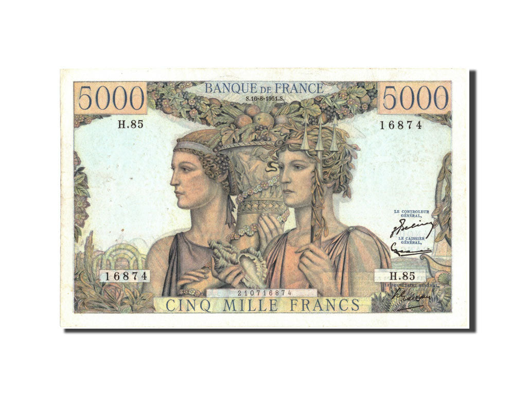 Banknote, France, 5000 Francs, 5 000 F 1949-1957 ''Terre et Mer'', 1951