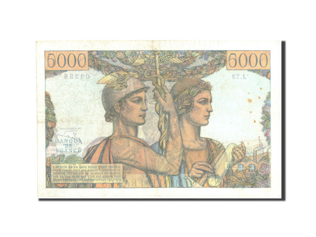 Geldschein, Frankreich, 5000 Francs, 5 000 F 1949-1957 ''Terre et Mer'', 1951
