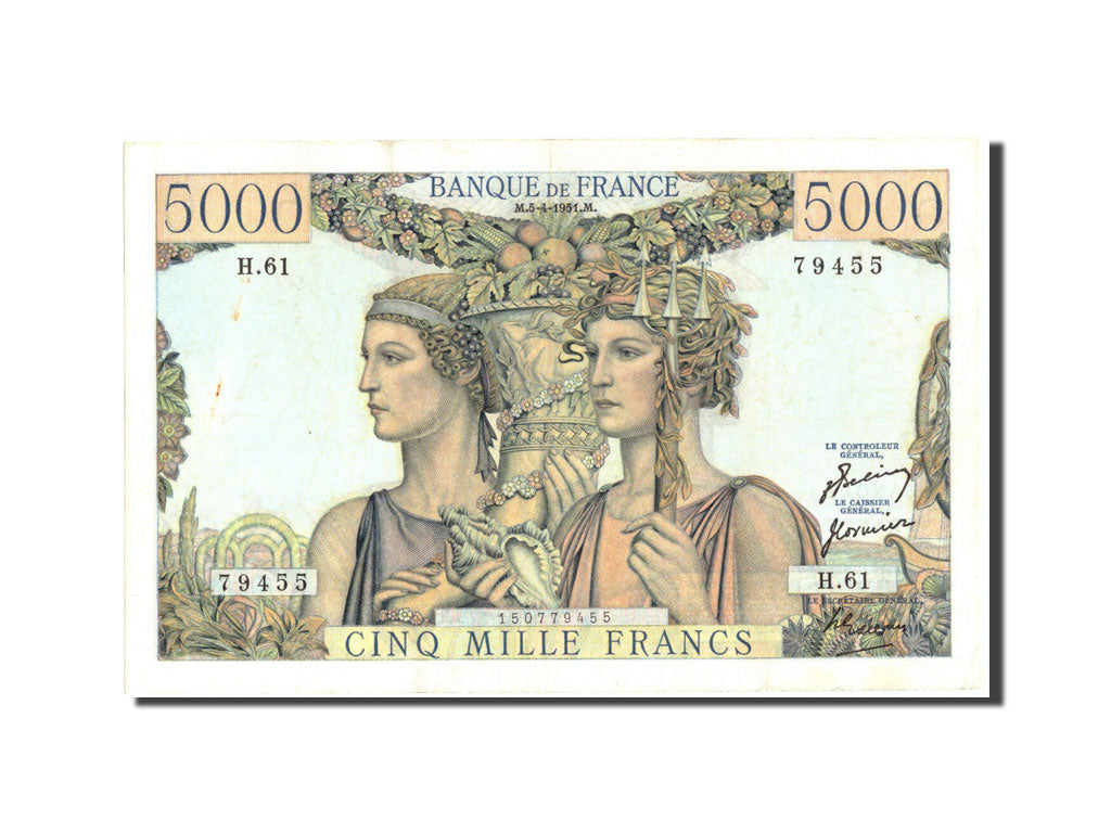 Billet, France, 5000 Francs, 5 000 F 1949-1957 ''Terre et Mer'', 1951