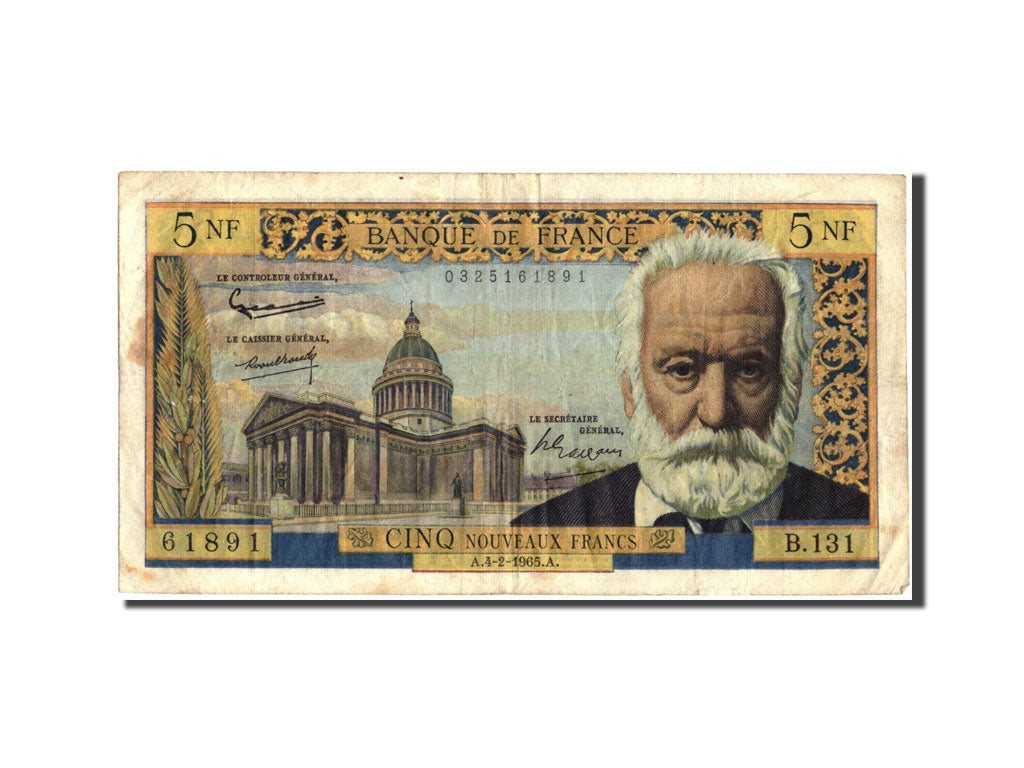 Banknote, France, 5 Nouveaux Francs, 5 NF 1959-1965 ''Victor Hugo'', 1965