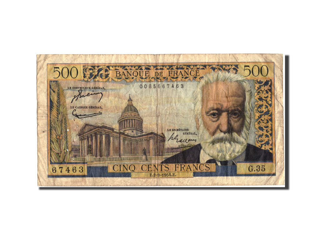 France, 500 Francs, 500 F 1954-1958 ''Victor Hugo'', 1954, 1954-09-02, KM:133a