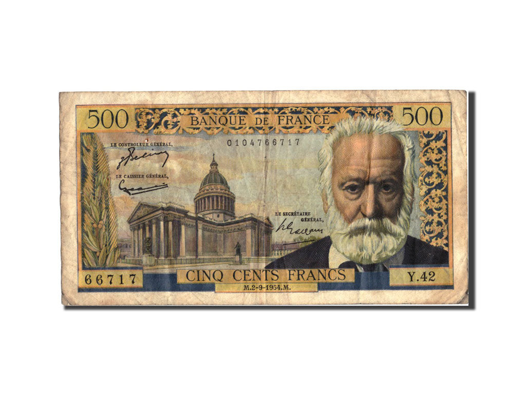 Banconote, Francia, 500 Francs, 500 F 1954-1958 ''Victor Hugo'', 1954