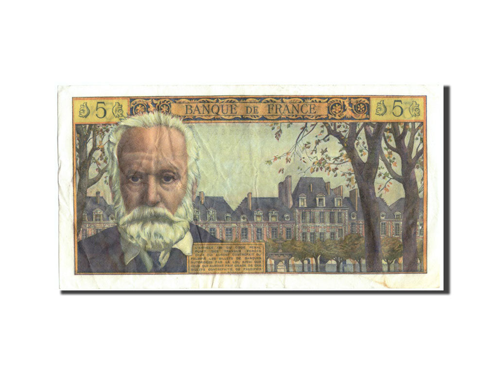 Banknote, France, 5 Nouveaux Francs, 5 NF 1959-1965 ''Victor Hugo'', 1963