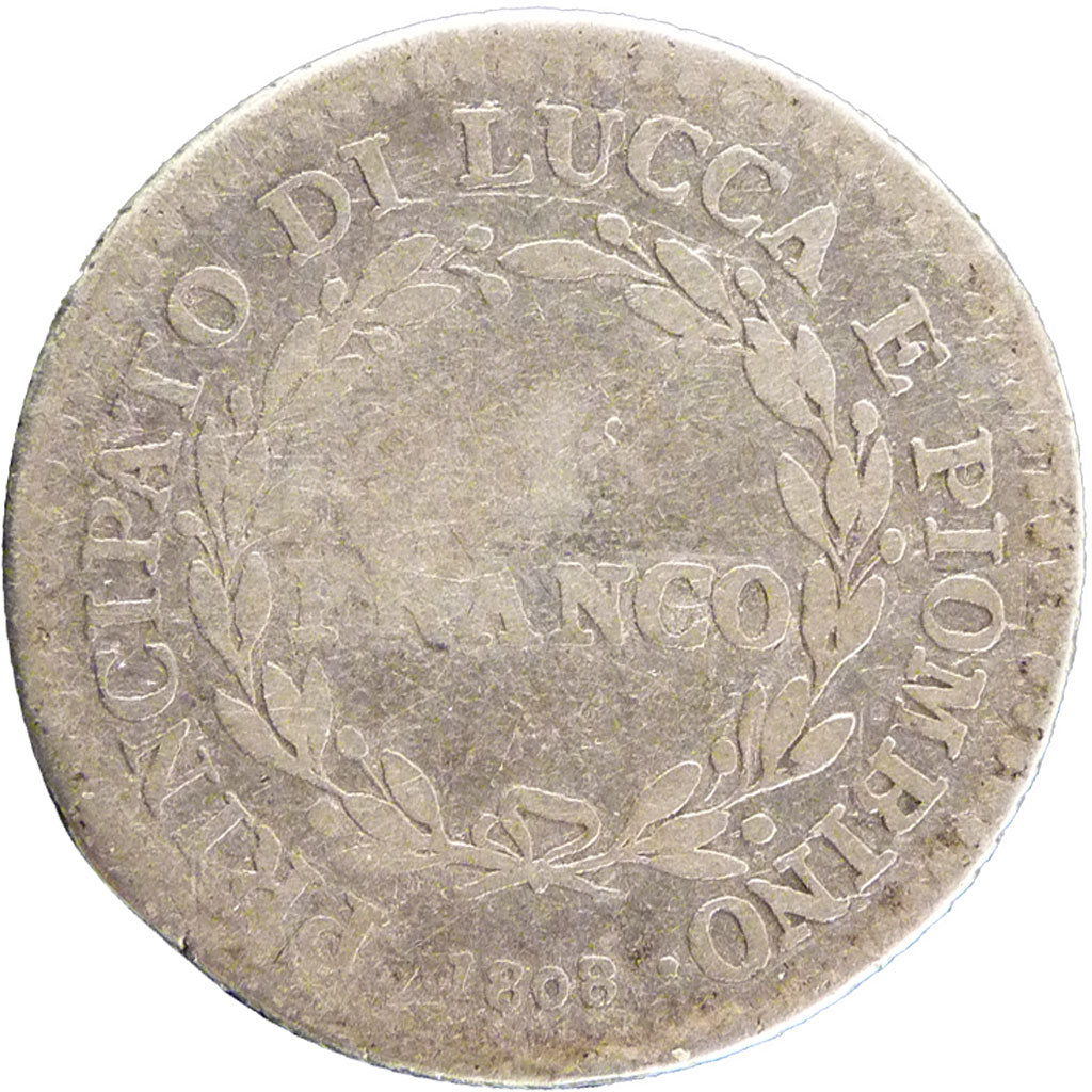 ITALIAN STATES, Franco, 1808, KM #23, F(12-15), Silver, 4.90