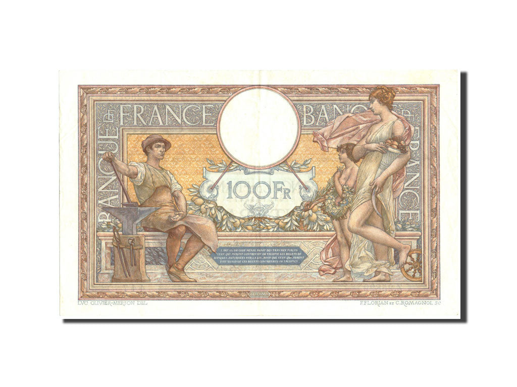 Banconote, Francia, 100 Francs, 100 F 1908-1939 ''Luc Olivier Merson'', 1929