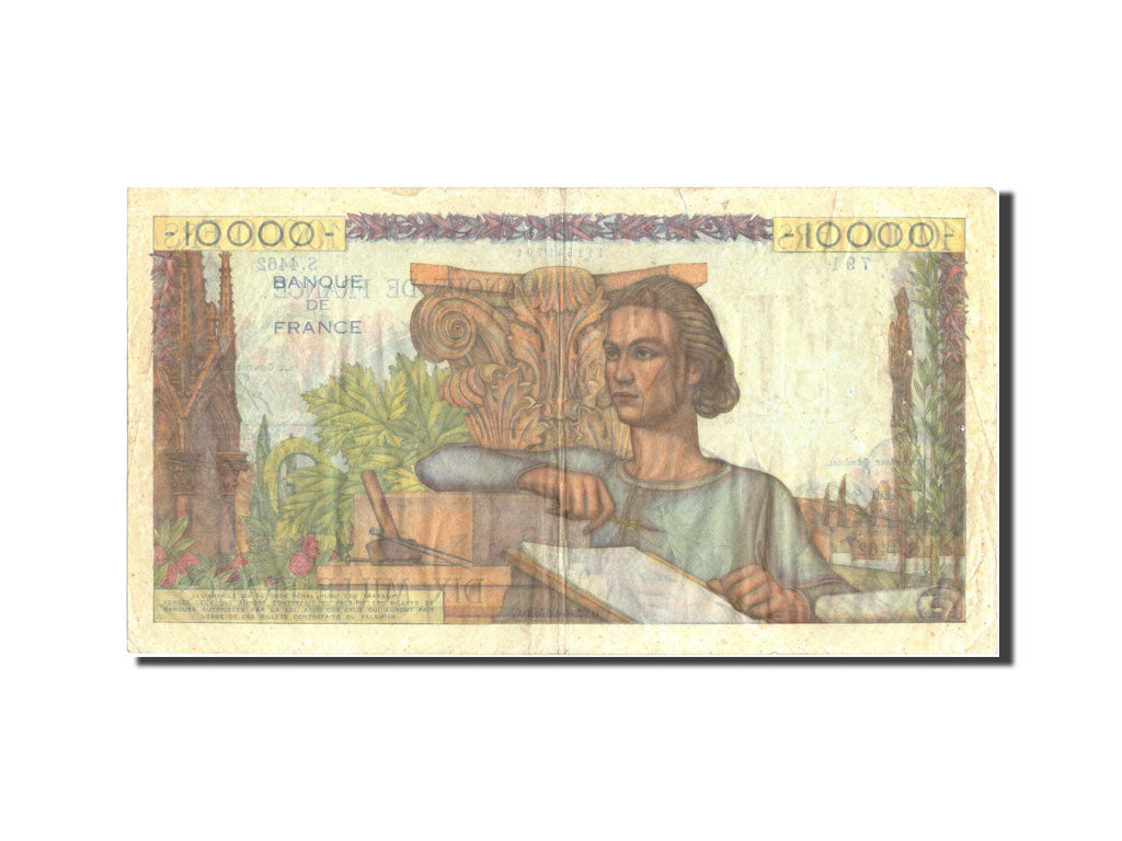 Francia, 10,000 Francs, 10 000 F 1945-1956 ''Génie Français'', 1953, KM:132d