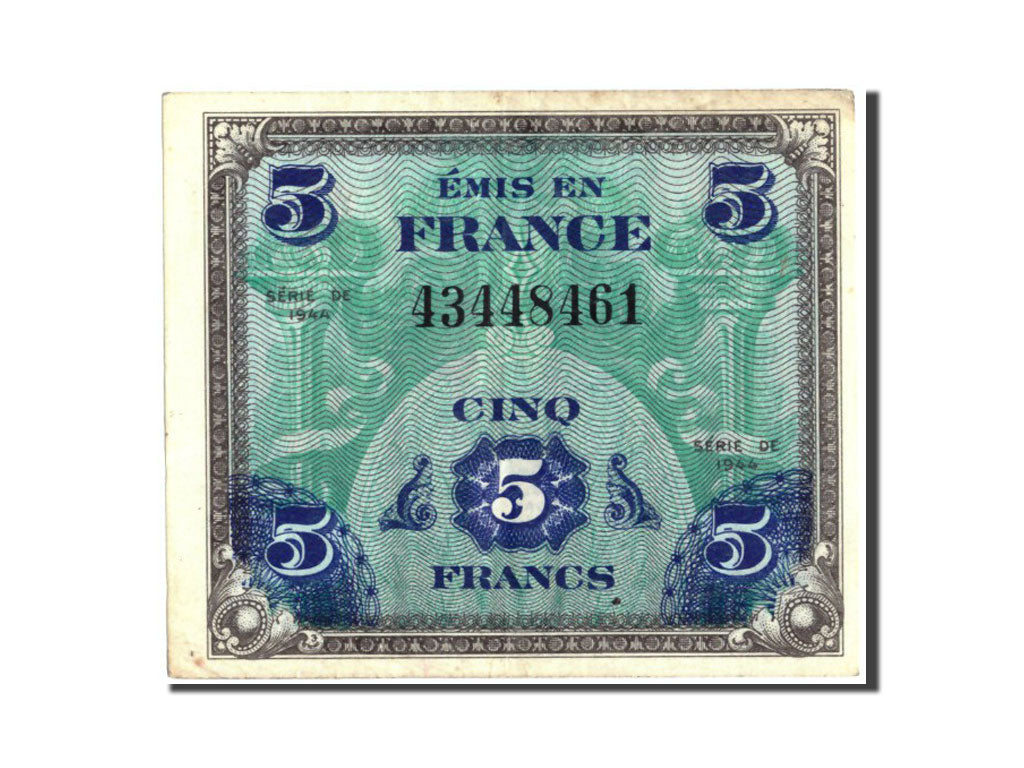 Banknot, Francja, 5 Francs, Flag/France, 1944, 1944, EF(40-45), Fayette:VF17.1