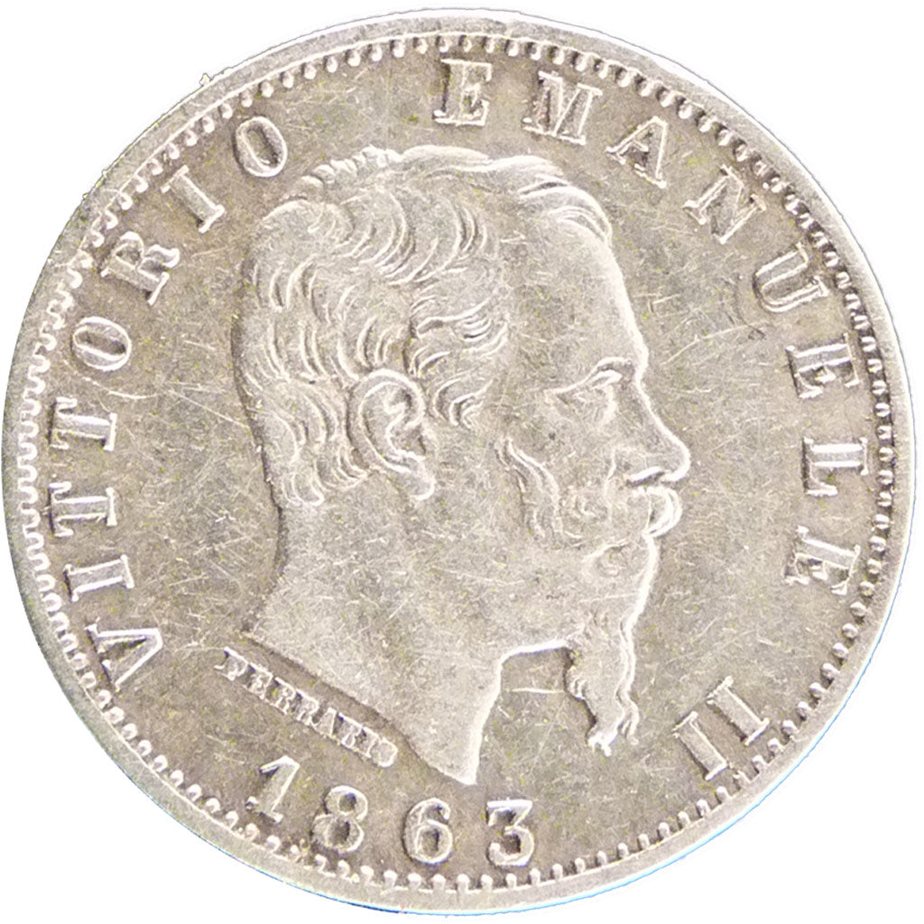 ITALY, 20 Centesimi, 1863, Milan, KM #13.1, EF(40-45), Silver, 1.00