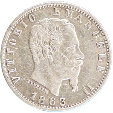 ITALY, 20 Centesimi, 1863, Milan, KM #13.1, EF(40-45), Silver, 1.00