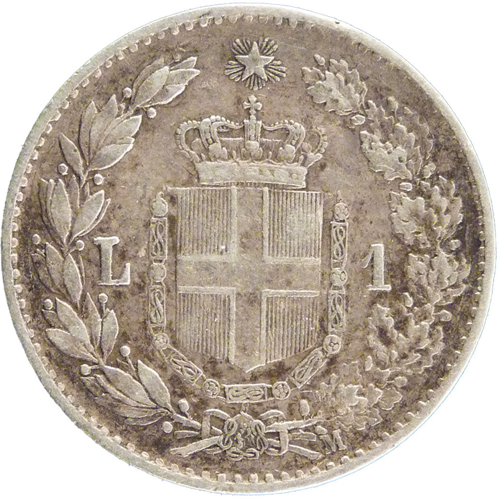 ITALY, Lira, 1887, Milan, KM #24.2, EF(40-45), Silver, 4.90