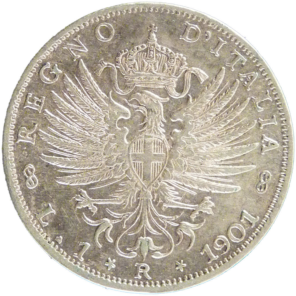 ITALY, Lira, 1901, Rome, KM #32, EF(40-45), Silver, 5.00