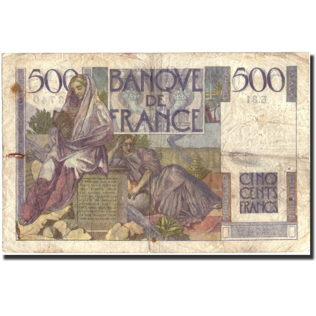 France, 500 Francs, 500 F 1945-1953 ''Chateaubriand'', 1945, KM:129a