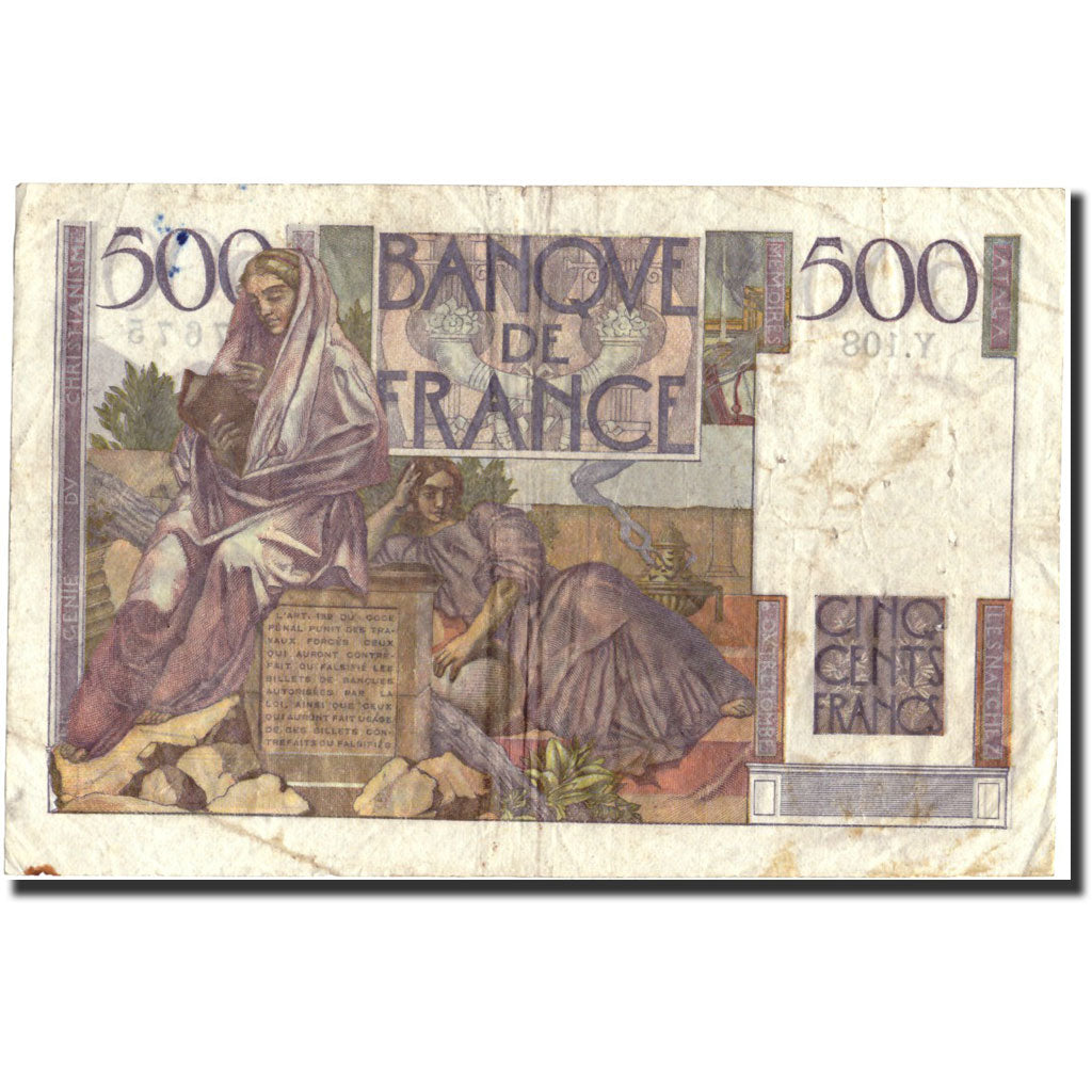 Biljet, Frankrijk, 500 Francs, 500 F 1945-1953 ''Chateaubriand'', 1948