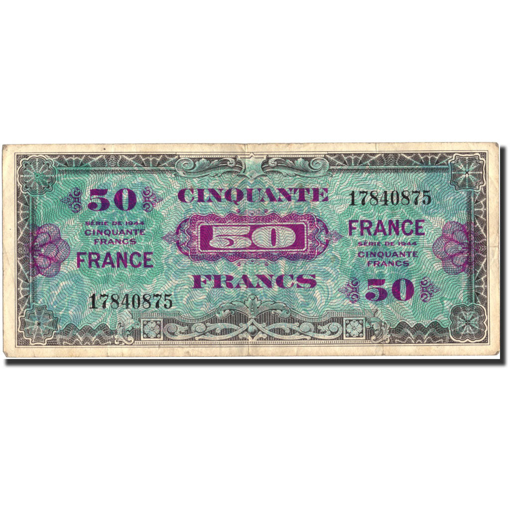 France, 50 Francs, 1945 Verso France, 1945, KM:122a, Undated (1945), VF(20-25)