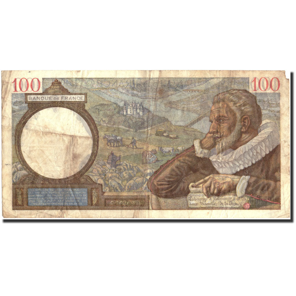 Banknot, Francja, 100 Francs, Sully, 1939, 1939-11-09, VF(30-35), Fayette:26.14