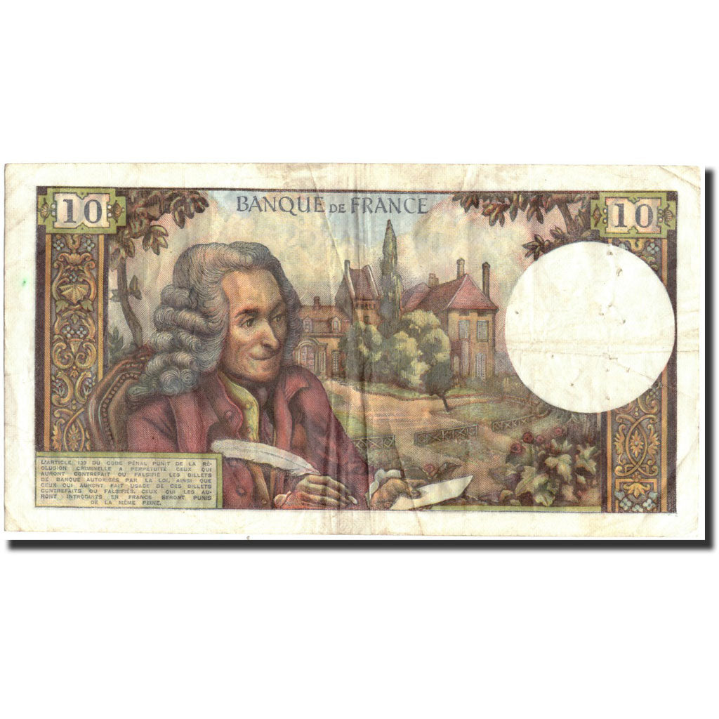 France, 10 Francs, 10 F 1963-1973 ''Voltaire'', 1973, KM:147d, 1973-11-08