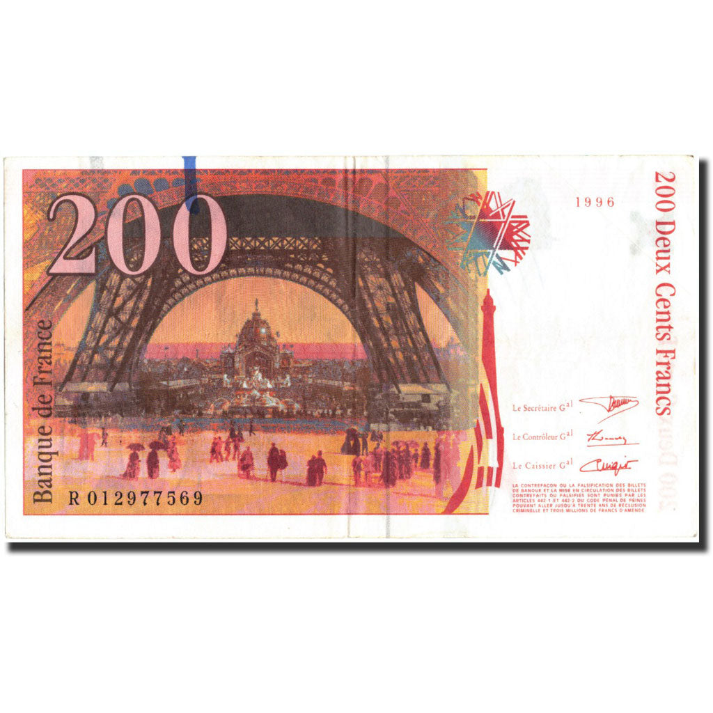 France, 200 Francs, 200 F 1995-1999 ''Eiffel'', 1996, KM:159a, 1996, VF(30-35)
