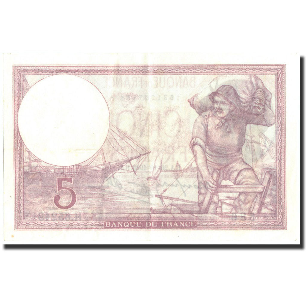 France, 5 Francs, 5 F 1917-1940 ''Violet'', 1939, KM:83, 1939-10-26, AU(50-53)