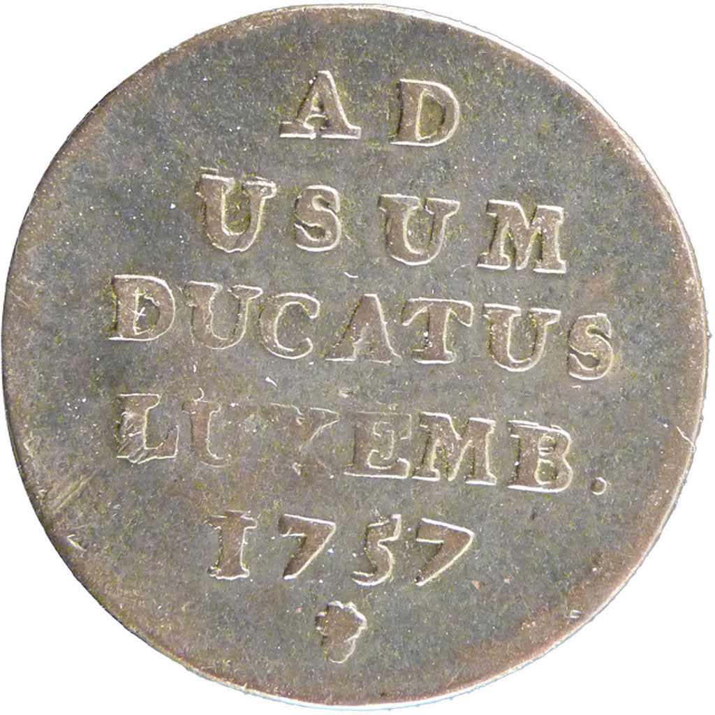 Luxembourg, Liard, 1757, Brussels, KM #1, VF(20-25), Copper, 3.20