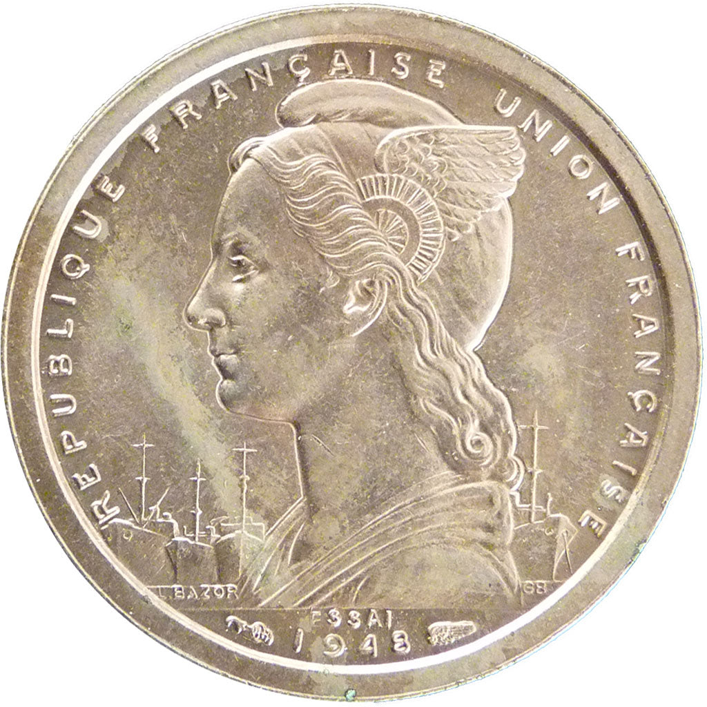 MADAGASCAR, Franc, 1948, KM #E1, MS(65-70), Copper-Nickel, Lecompte #96, 5.20