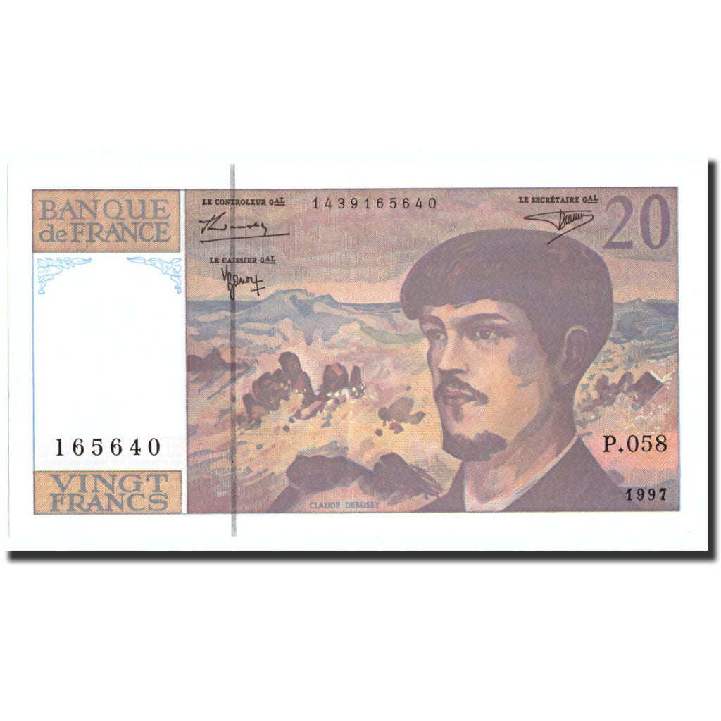 France, 20 Francs, 20 F 1980-1997 ''Debussy'', 1997, KM:151i, 1997, UNC(60-62)