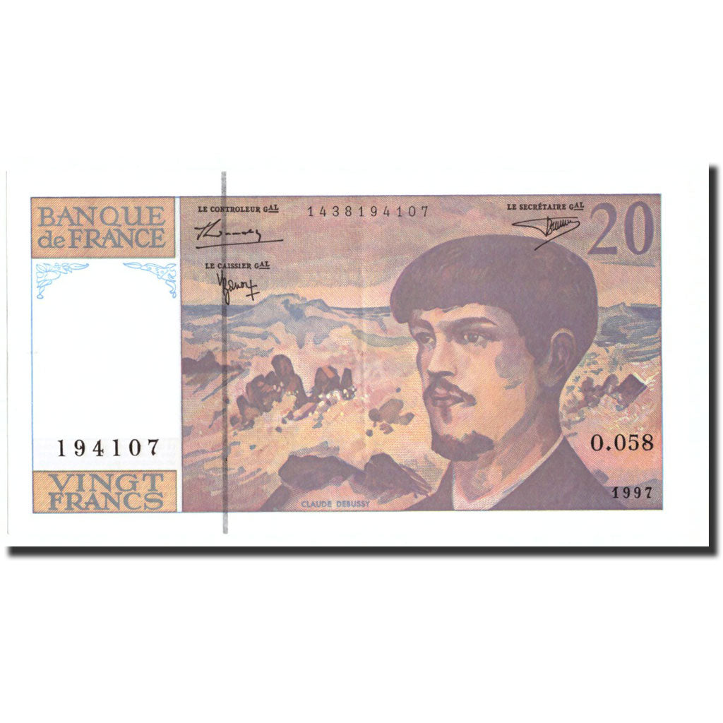 Frankreich, 20 Francs, 20 F 1980-1997 ''Debussy'', 1997, KM:151i, 1997, VZ+