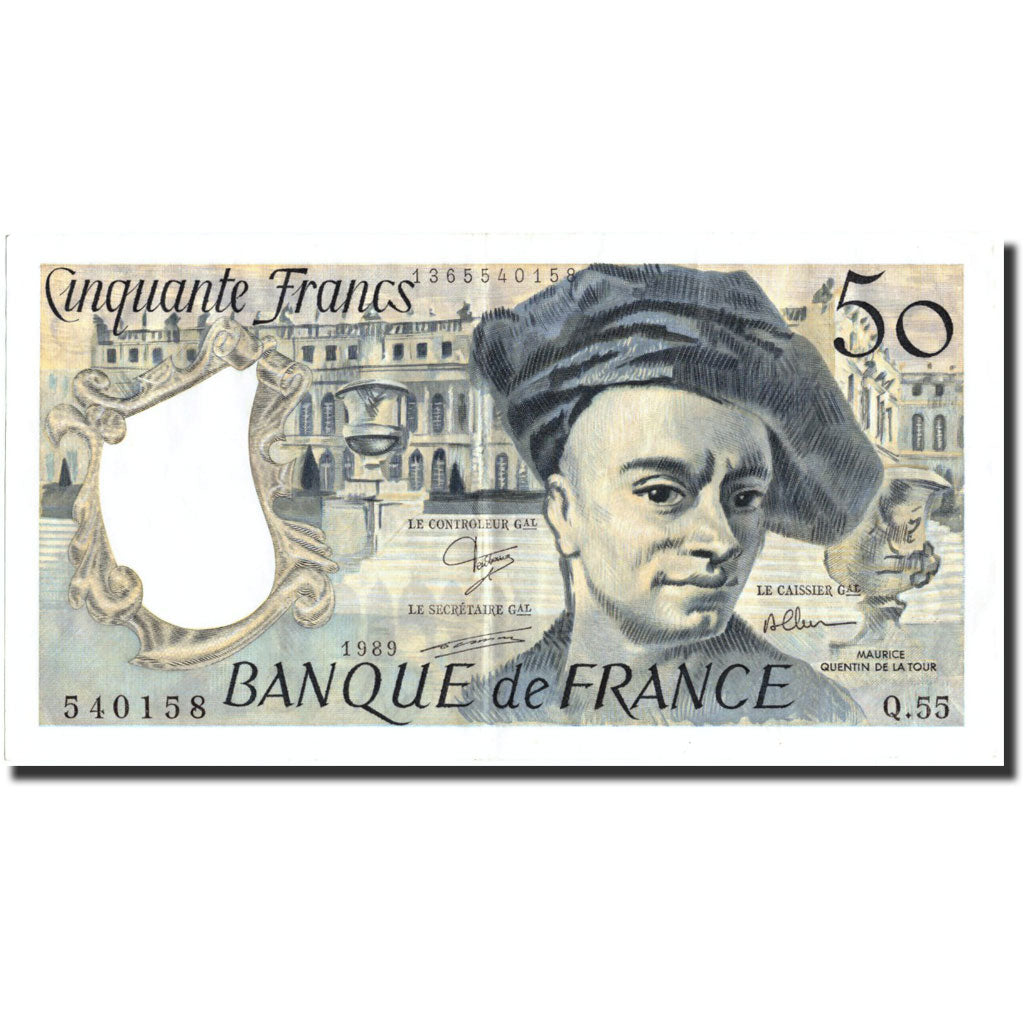 Francia, 50 Francs, 50 F 1976-1992 ''Quentin de La Tour'', 1989, KM:152d, 1989