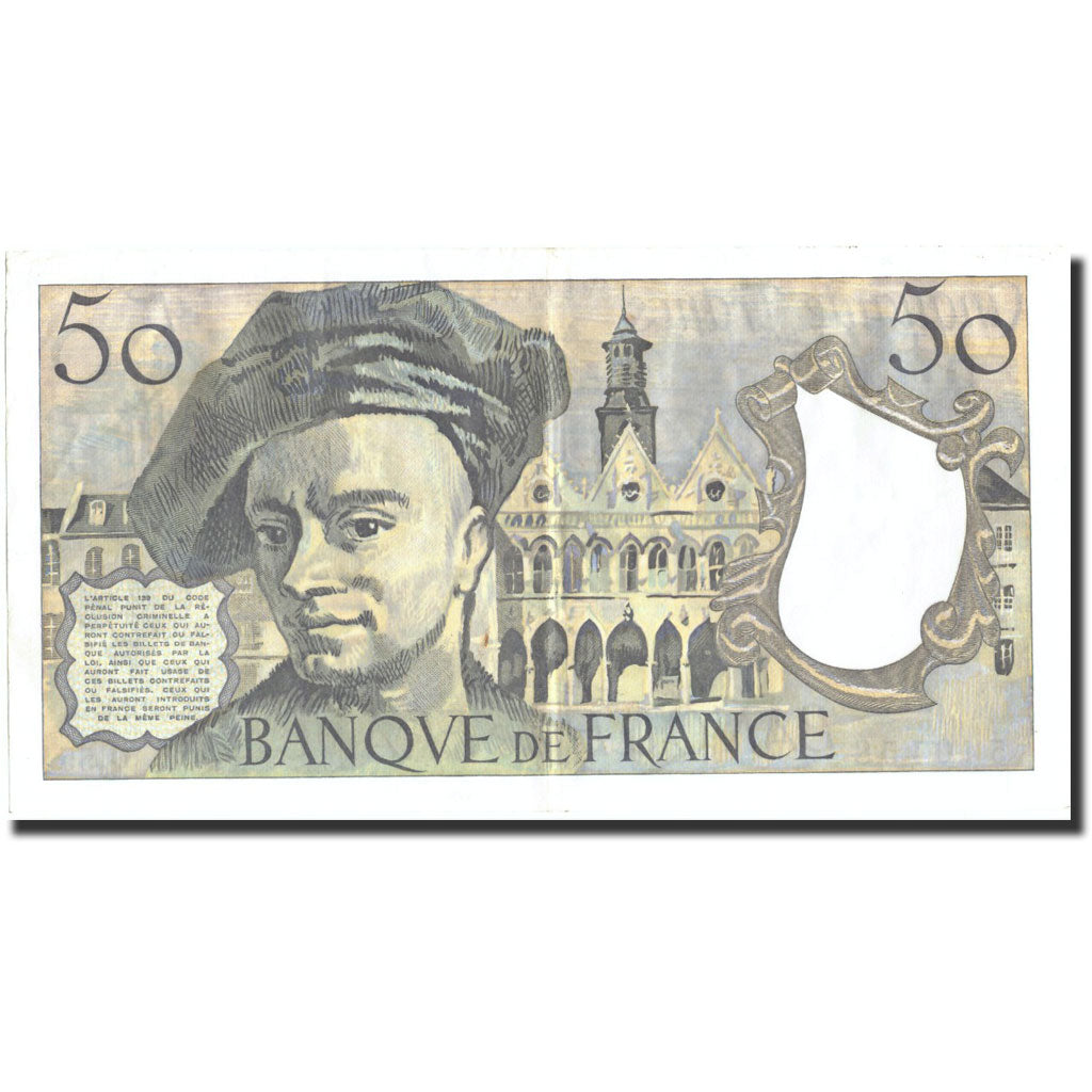 Francia, 50 Francs, 50 F 1976-1992 ''Quentin de La Tour'', 1989, KM:152d, 1989