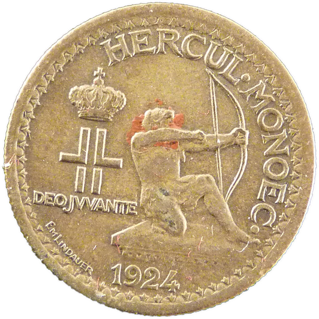 Monaco, 50 Centimes, 1924, Poissy, VF(20-25), Aluminium-Bronze, Gadoury #129,...