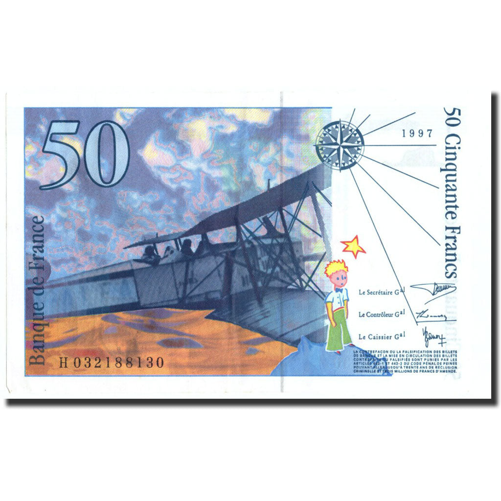 France, 50 Francs, 50 F 1992-1999 ''St Exupéry'', KM:157Ad, 1997, AU(50-53)