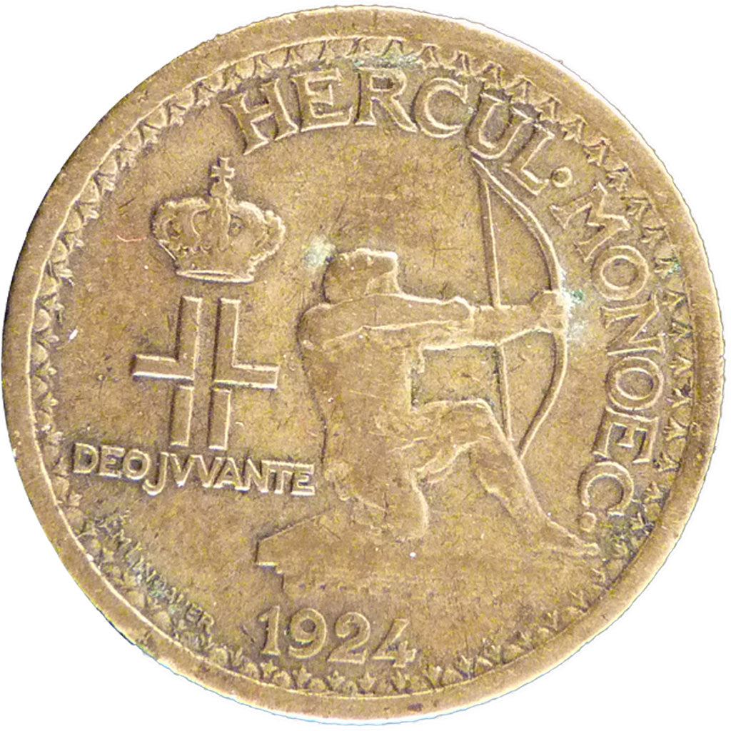 Monaco, 50 Centimes, 1924, Poissy, EF(40-45), Aluminium-Bronze, Gadoury #124,...
