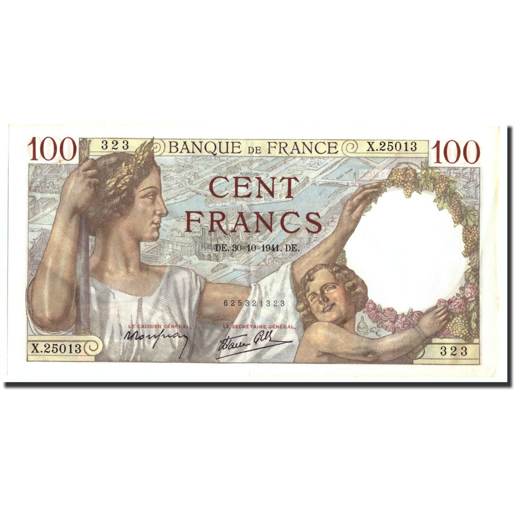 Francia, 100 Francs, 100 F 1939-1942 ''Sully'', 1941, KM:94, 1941-10-30, MBC+