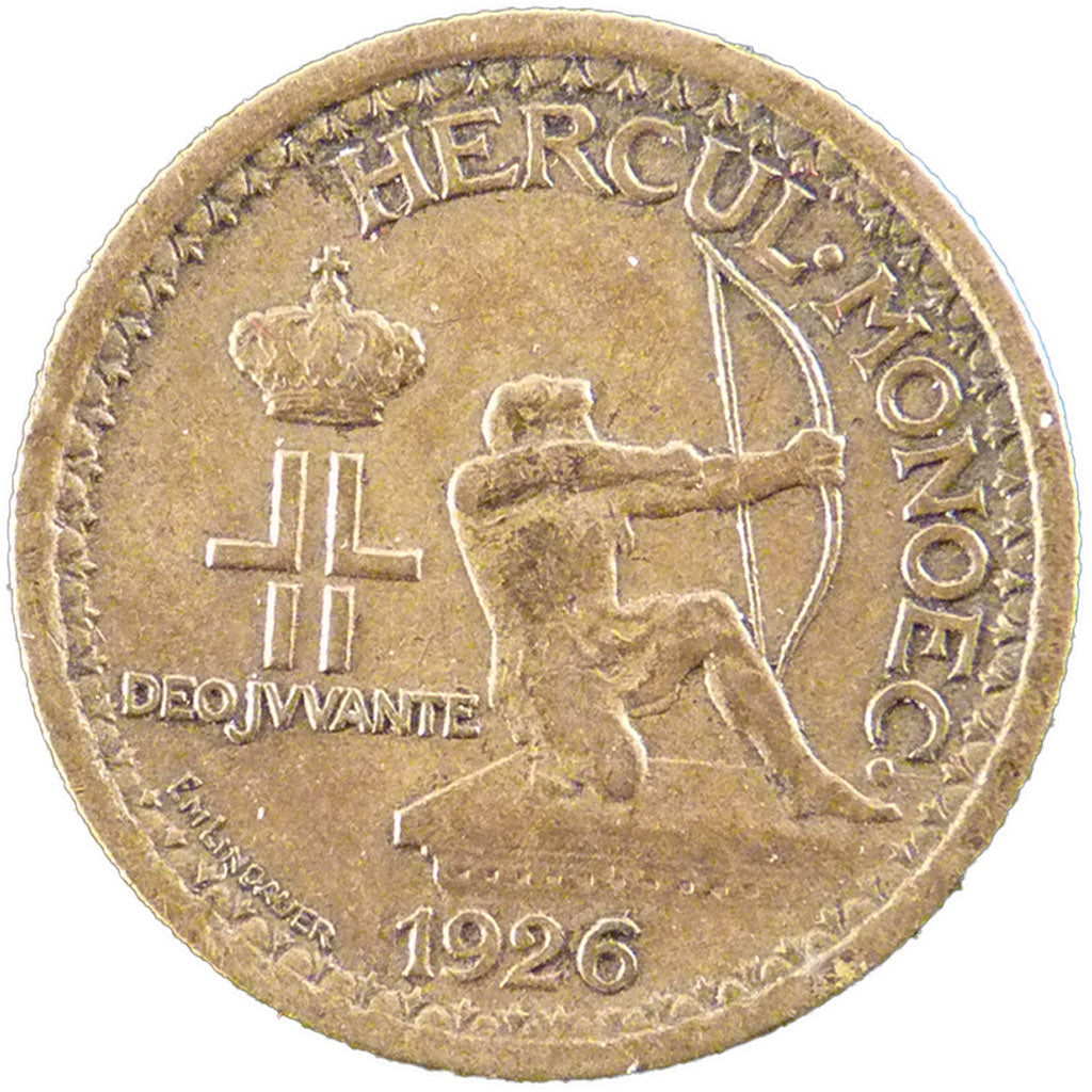 Monaco, 50 Centimes, 1926, Poissy, EF(40-45), Aluminium-Bronze, Gadoury #126,...