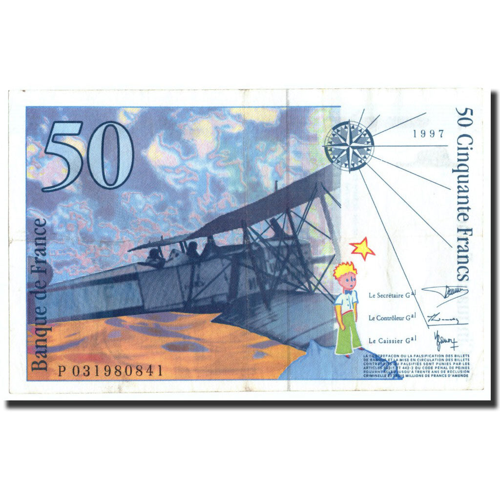 France, 50 Francs, 50 F 1992-1999 ''St Exupéry'', 1997, 1997, KM:157Ad, TTB