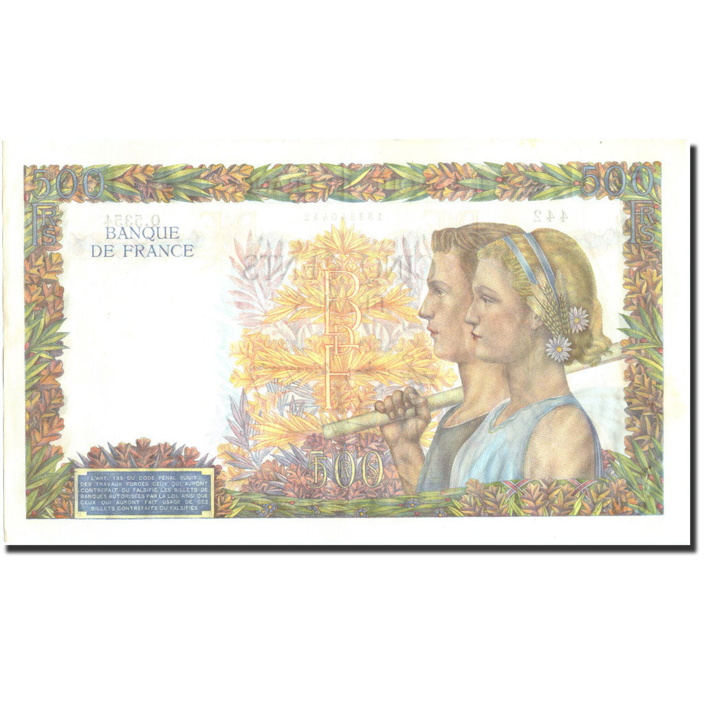 France, 500 Francs, 500 F 1940-1944 ''La Paix'', 1942, 1942-04-09, KM:95b, TTB