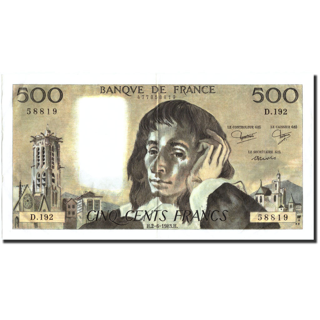 Banknote, France, 500 Francs, 500 F 1968-1993 ''Pascal'', 1983, 1983-06-02