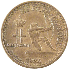 Monaco, 1 Franc, 1924, Poissy, EF(40-45), Aluminium-Bronze, Gadoury #127, 4.00