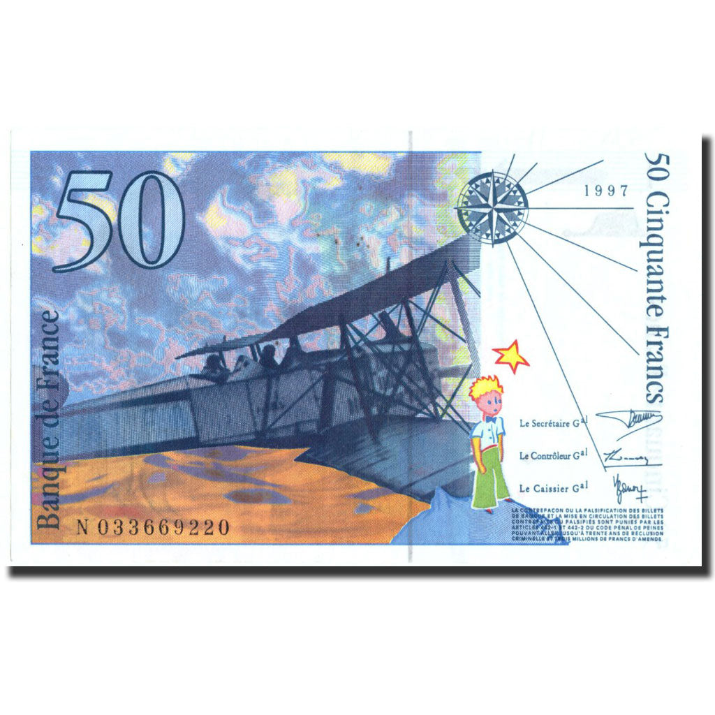Francia, 50 Francs, 50 F 1992-1999 ''St Exupéry'', 1997, KM:157Ad, 1997, BB