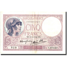 Banknote, France, 5 Francs, 5 F 1917-1940 ''Violet'', 1940, 1940-12-12