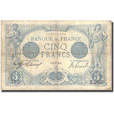 France, 5 Francs, 5 F 1912-1917 ''Bleu'', 1915, KM:70, 1915-03-25, VF(20-25)