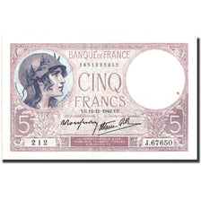 Banknote, France, 5 Francs, 5 F 1917-1940 ''Violet'', 1940, 1940-12-12