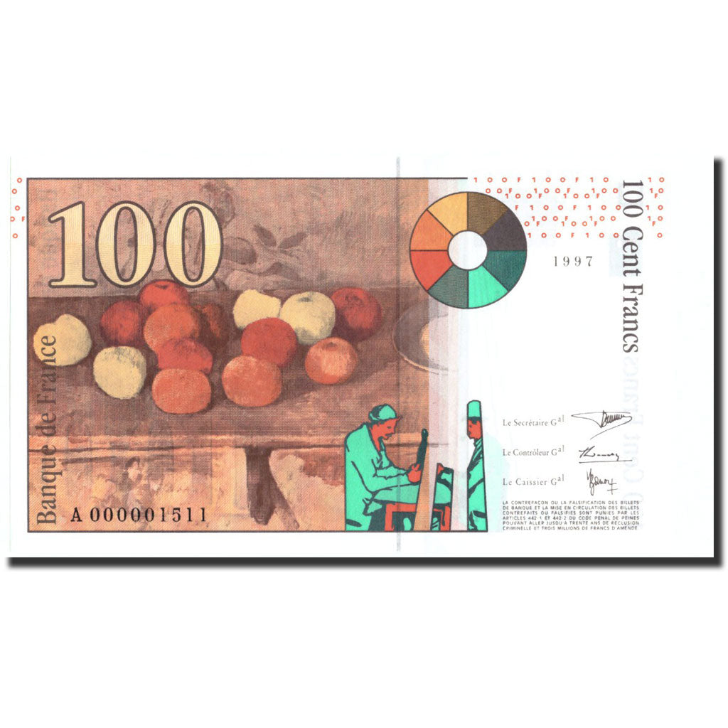 France, 100 Francs, 100 F 1997-1998 ''Cézanne'', 1997, KM:158a, 1997