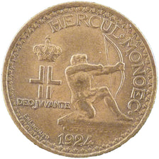 Monaco, 1 Franc, 1924, Poissy, EF(40-45), Aluminium-Bronze, Gadoury #127, 4.10