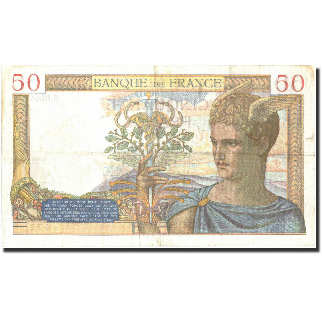 Biljet, Frankrijk, 50 Francs, 50 F 1934-1940 ''Cérès'', 1939, 1939-01-05, TTB