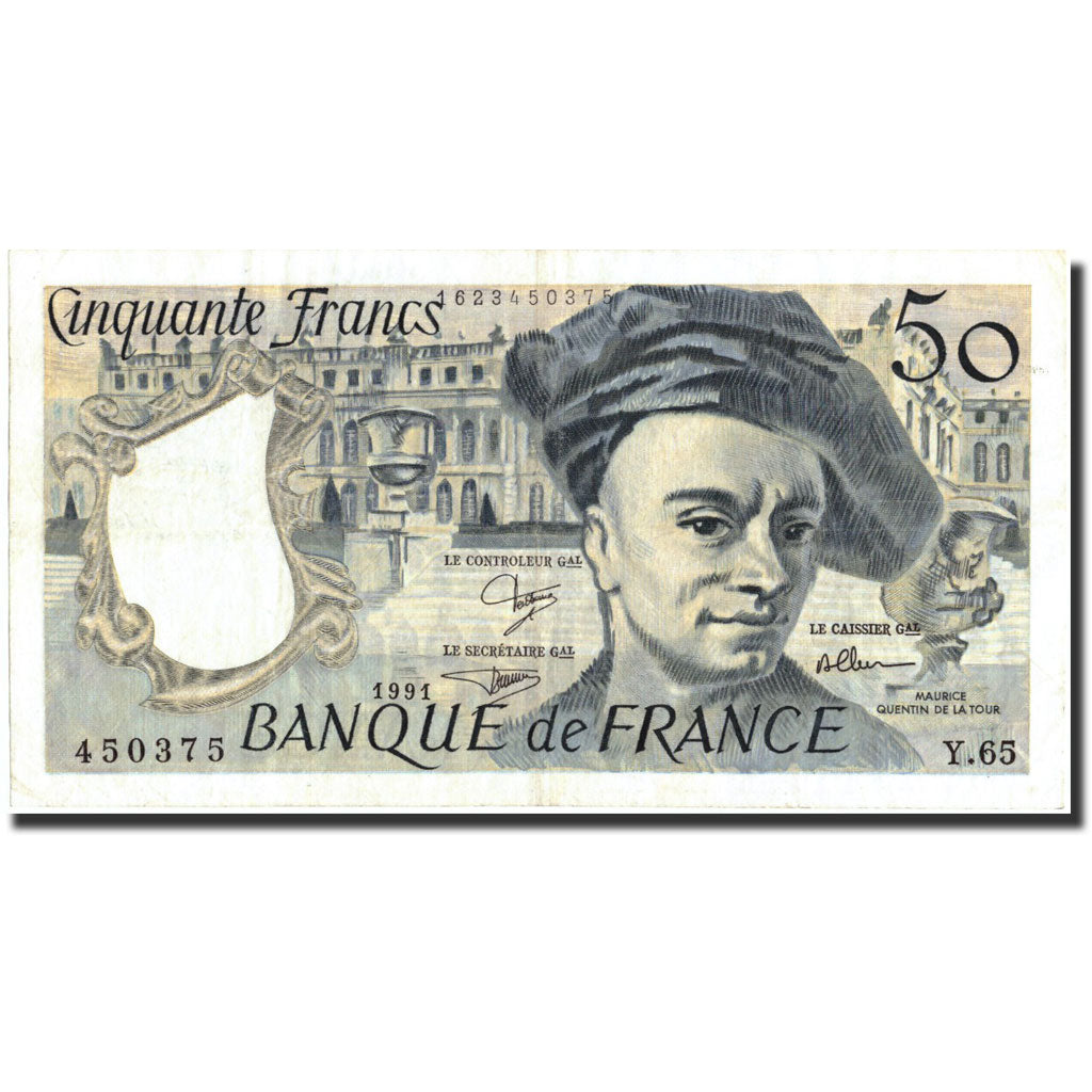 Francia, 50 Francs, 50 F 1976-1992 ''Quentin de La Tour'', 1991, KM:152e, 1991