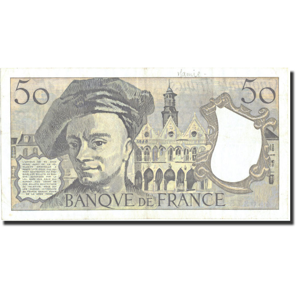 Francia, 50 Francs, 50 F 1976-1992 ''Quentin de La Tour'', 1991, KM:152e, 1991