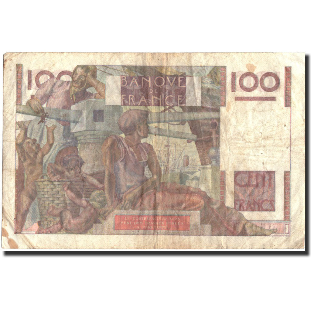 Banknote, France, 100 Francs, 100 F 1945-1954 ''Jeune Paysan'', 1949
