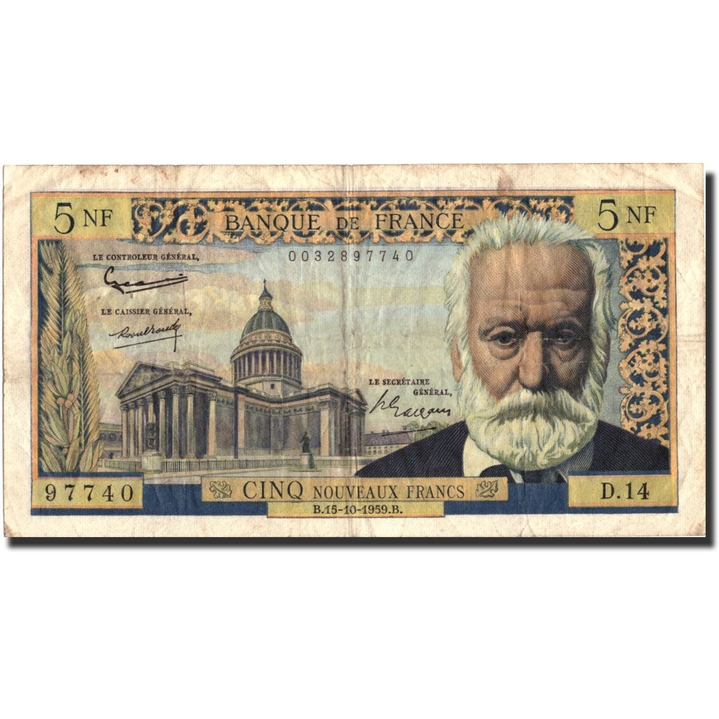 France, 5 Nouveaux Francs, 5 NF 1959-1965 ''Victor Hugo'', 1959, KM:141a